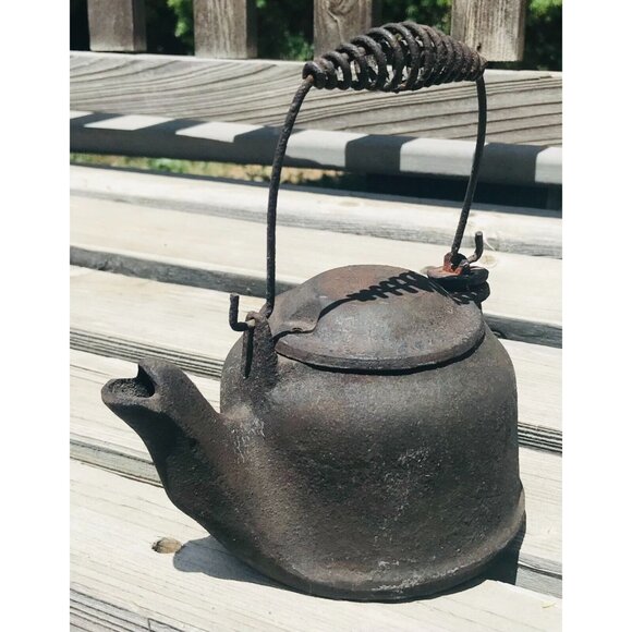 Antique Wagner Ware Cast Iron Tea Kettle Child's Toy Salesman Sample Sidney O